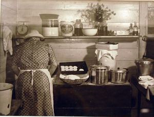 Image of A Member of the Wilkins Family Making Biscuits for Dinner on Cornhusking Day, at the Home of Mrs. Fred Wilkins, Near Stem Tallyho, North Carolina