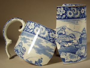 Image of Broken Blue and White Handled Mug